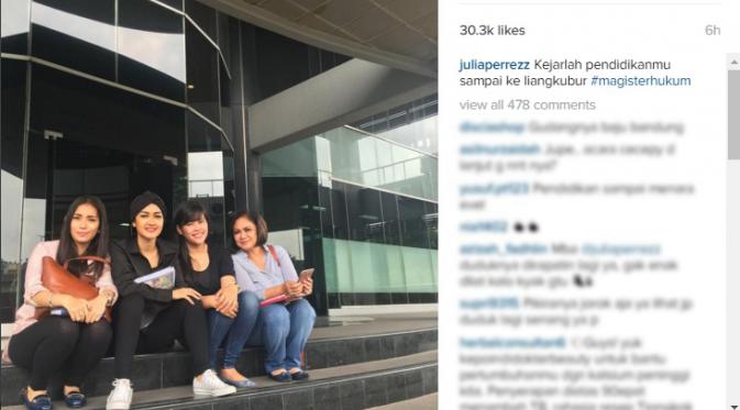 Julia Perez mengajak netizen untuk menempuh pendidikan setinggi-tingginya. (Instagram)