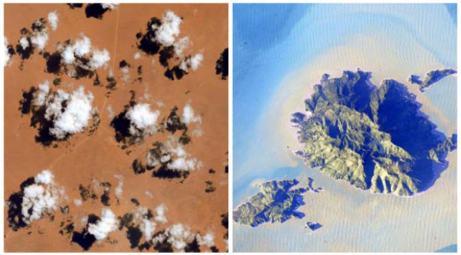 Kumpulan awan dan sebuah pulau mungil di Asia Tenggara. (Sumber @SpaceCDRKelly)