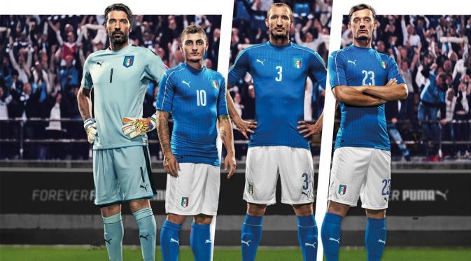 Seragam tim nasional Italia di ajang Piala Eropa 2016. (Puma).