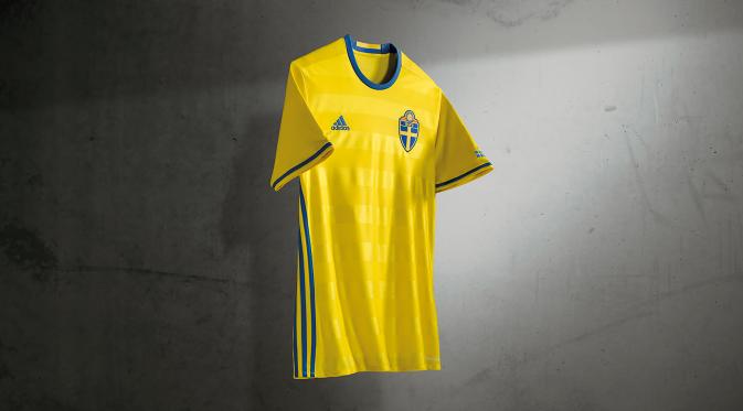 Seragam tim nasional Swedia di ajang Piala Eropa 2016. (Adidas).