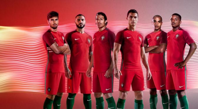 Seragam tim nasional Portugal di ajang Piala Eropa 2016. (Nike).
