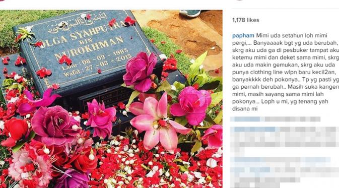 Papham curhat di makam Olga Syahputra (Instagram)