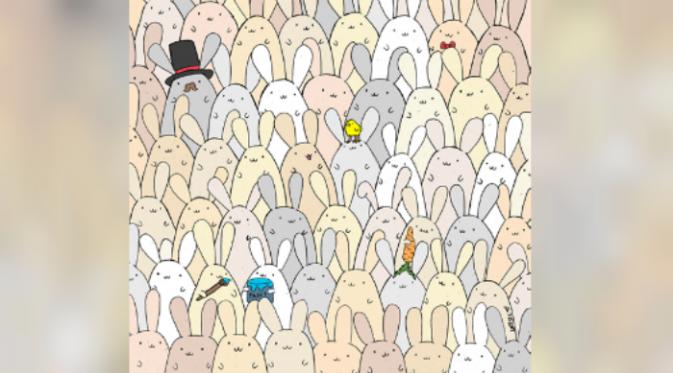 Dapatkah anda menemukan telur di antara kelinci berikut? (Foto: Facebook/thedudolf).