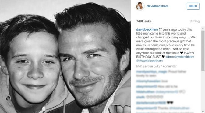 David Beckham ucapkan selamat ulang tahun pada anak sulungnya, Brooklyn Beckham. (Instagram)