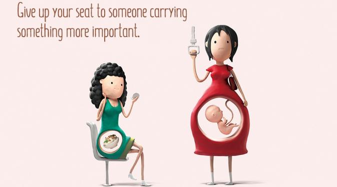 Alasan 2: Berikan tempat dudukmu untuk seseorang yang membawa sesuatu lebih penting. (Via: brightside.me)