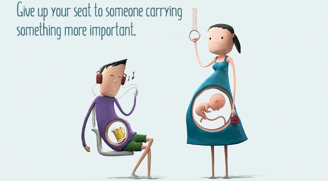Alasan 3: Berikan tempat dudukmu untuk seseorang yang membawa sesuatu lebih penting. (Via: brightside.me)