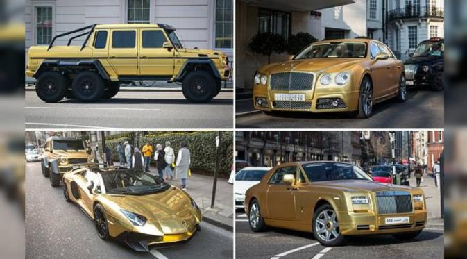 Armada mobil emas bernilai sekitar 1 juta pound sterling milik Truki Bin Abdullah tiba di London, Inggris. (Telegraph)