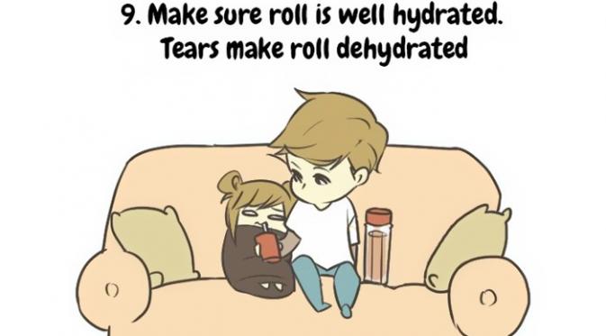 9. Pastikan dia tetap terhidrasi. Menangis bisa bikin seseorang dehidrasi. (Via: boredpanda.com)
