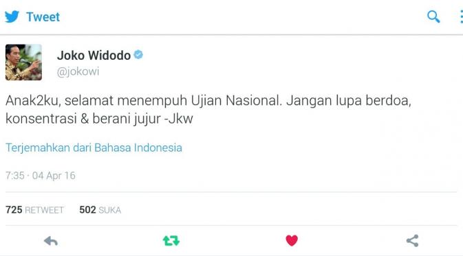 Himbauan Jokowi untuk siswa SMA yang saat ini hadapi Ujian Nasional