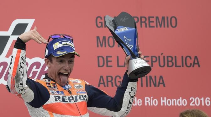 Marc Marquez menjuarai MotoGP Argentina tahun lalu. (AFP/Juan Mabromata)