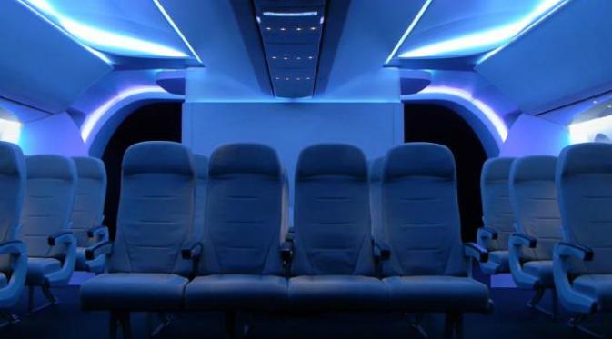 Lampu kabin pesawat terbang akan lebih terang dengan penggunaan teknologi LED. (Sumber news.com.au)