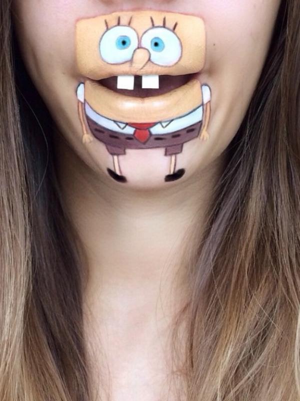 Lip-art kartun ini dijamin 100% sama dengan tokoh kartun aslinya. (via: boredpanda)