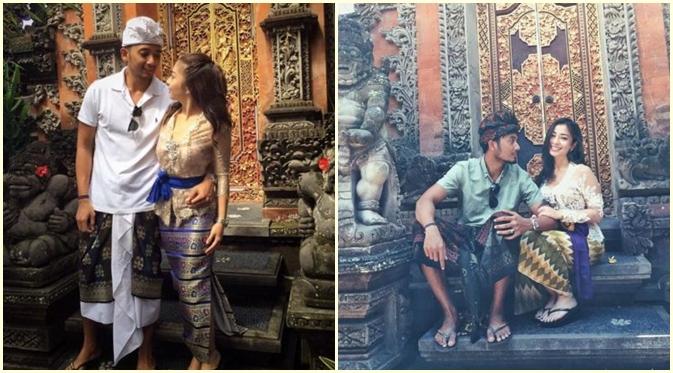 Nikita Willy dan pacar saat mengenakan busana tradisional Bali. (Instagram)