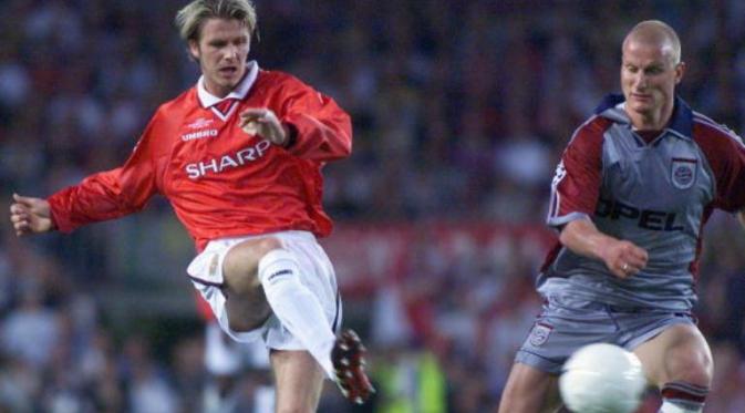 Laga final Liga Champions 1999 antara Manchester United melawan Bayern Munchen. (AFP/Eric Cabanis)