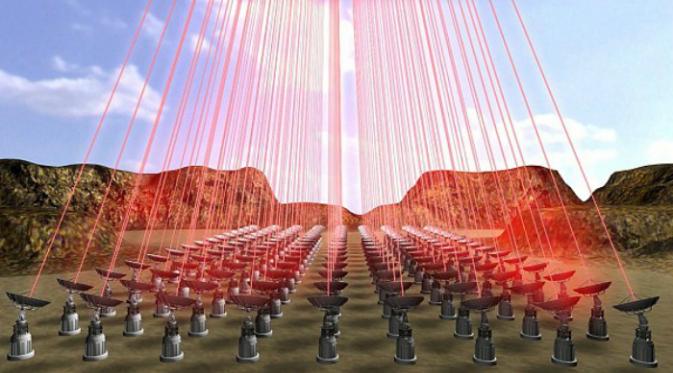 Sinar laser yang digunakan untuk mendorong layar kecil nanocraft (Foto: Reuters).