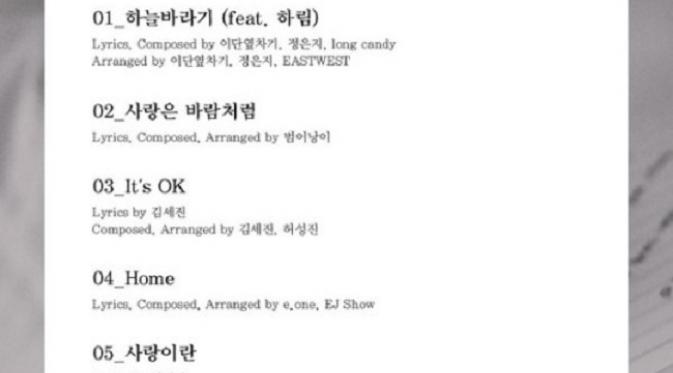 Daftar Lagu Mini Album Eunji A Pink