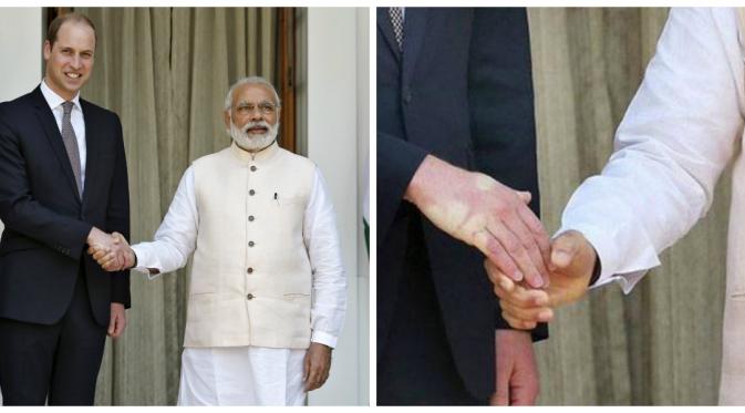 Jabat tangan PM India meninggalkan jejak di tangan Pangeran William (Reuters)