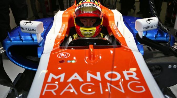 Rio Haryanto, pembalap Manor Racing, saat beraksi di Shanghai International Circuit. (Liputan6.com/Manor Racing)