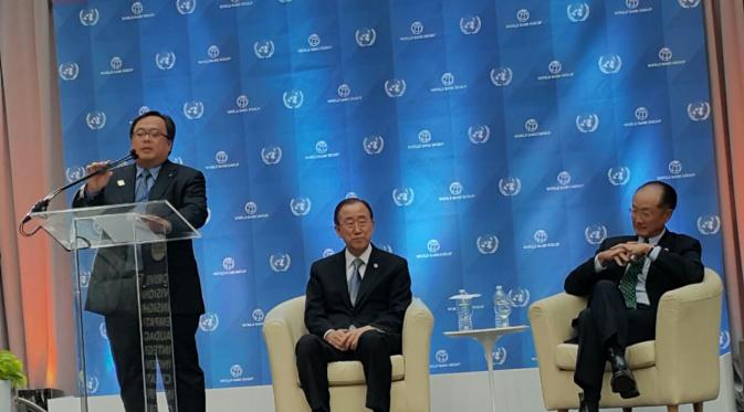 Sekretaris Jenderal PB, Ban Ki-moon menjadi tamu istimewa dalam ajang Spring Meetings IMF dan World Bank 2016 (SCTV/Prisca Niken)