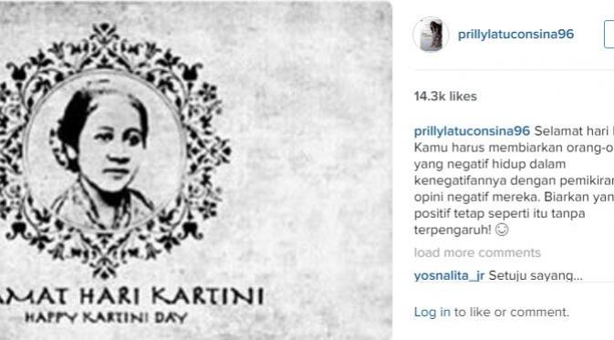 Prilly Latuconsina ucapkan selama hari Kartini (Instagram/@prillylatuconsina96)
