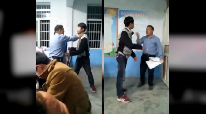 Menerima pukulan dan tendangan bertubi-tubi, guru tersebut juga tidak menerima perlakukan para murid terhadap dirinya. (Shanghaiist)