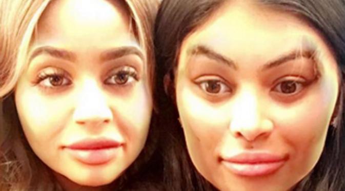 Kylie Jenner bertukar wajah dengan Blac Chyna. (Snapchat)