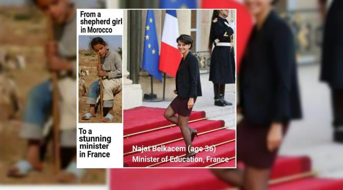 Cantik, Muslim, dan Imigran, Ini Kisah Menteri Termuda Prancis. Najat Vallaud-Belkacem  (sosial media)