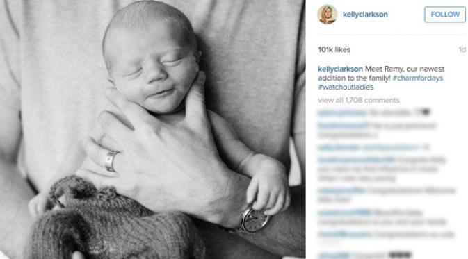 Kelly Clarkson pamer wajah sang buah hati melalui Instagram pribadinya. (Instagram)