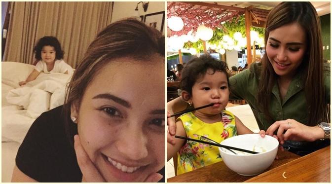 Ayu Ting Ting dan Bilqis Humairah Razak bermain dan makan bersama. (Instagram @ayutingting92) 