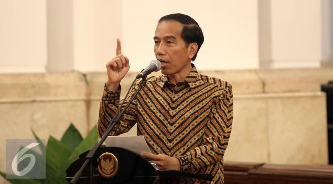 Presiden Jokowi memberikan pidato saat peresmian Pencanangan SE 2016. (Liputan6.com/Faizal Fanani)