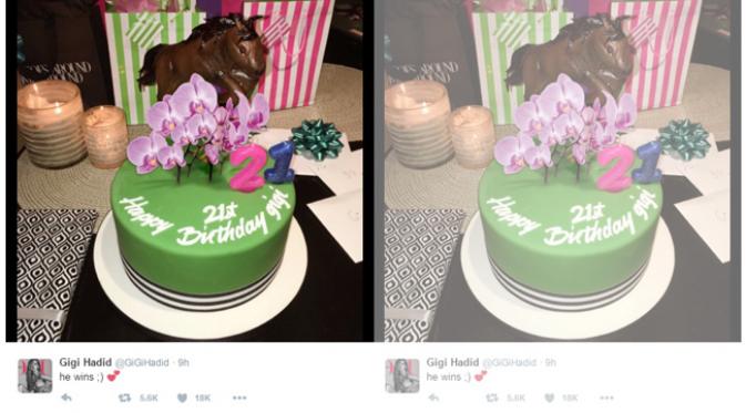 Hadiah Zayn Malik untuk Gigi Hadid. (Instagram)