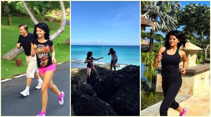 Farah Quinn saat lari di Ayana Bali. (Instagram @farahquinnofficial)