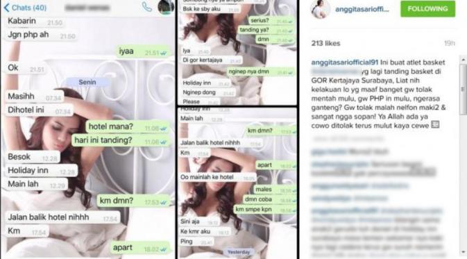 Anggita Sari menolak diajak tidur bareng dengan seorang pebasket bernama Daniel Wenas [foto: instagram/anggitasariofficial91]