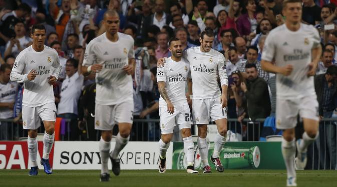 Real Madrid merayakan gol ke gawang Manchester City (Reuters)