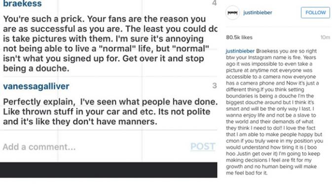 Justin Bieber balas tanggapan pro dan kontra dari para penggemar. (Instagram)