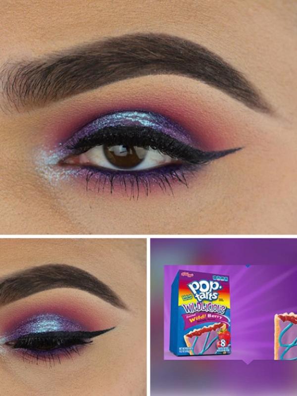 Makeup dengan contoh warna bungkus snack Pop-Tarts. (via: Boredpanda.com)