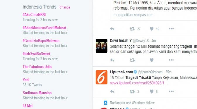 12 Mei menjadi salah satu trending topic Twitter Indonesia (Sumber: Screenshoot)