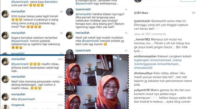 Tyas Mirasih mengecam komentar negatif seorang netizen kepadanya [foto: instagram/tyasmirasih]
