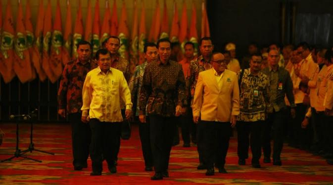 Presiden Jokowi di pembukaan Munaslub Golkar di Bali Nusa Dua Convention Center (BNDCC), Kabupaten Badung, Bali, Sabtu (14/5/2016). (Liputan6.com/Johan Tallo)
