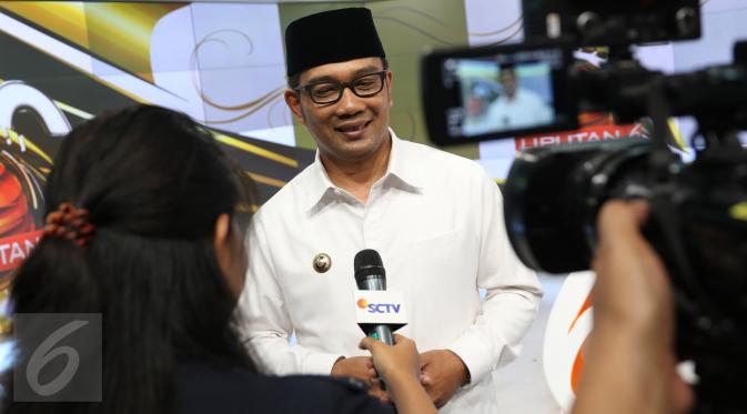 Wali Kota Bandung, Ridwan Kamil saat memeriahkan HUT Liputan 6 di Senayan City, Jakarta, Senin (23/5). (Liputan6.com/Immanuel Antonius)