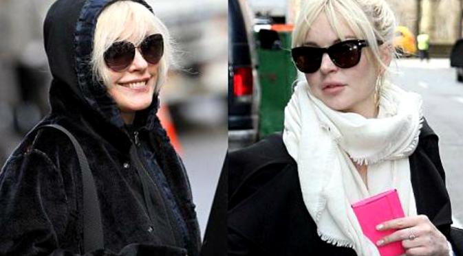 Dua selebriti Hollywood yang serupa tapi tak sama, Lindsay Lohan dan Debby Harry (sumber:Ace Showbiz)