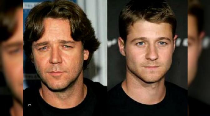 Dua selebriti Hollywood yang serupa tapi tak sama, Russel Crowe dan Ben McKenzie (sumber: Hollywood Twins)