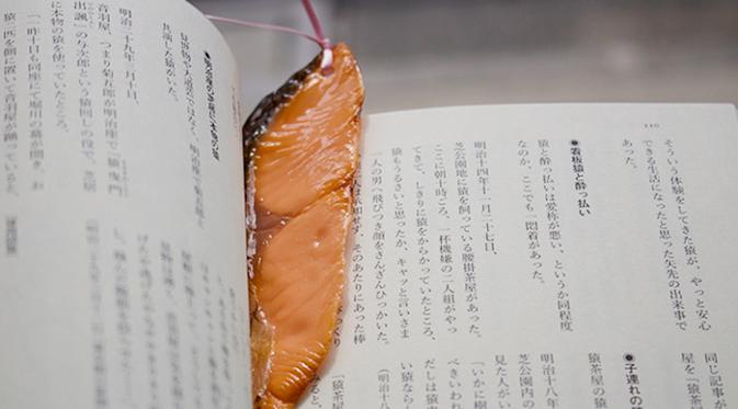 Pembatas buku salmon. (Via: boredpanda.com)