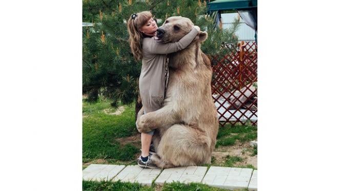 Beruang berusia 23 tahun bernama Stepan yang berasal dari Rusia diadopsi oleh pasangan Svetlana dan Yuriy Panteleko (sumber. theladbible.com)