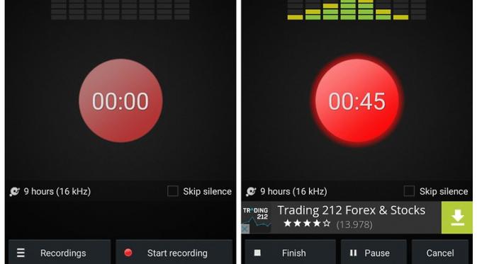 Cara merekam panggilan dengan aplikasi  Smart Voice Recorder (Sumber: Android Pit).