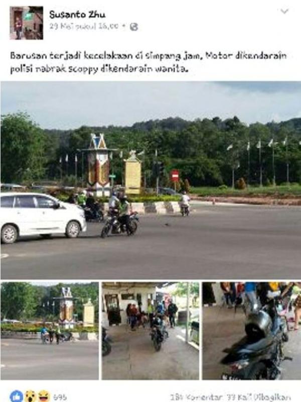 Tabrak lari di Batam diduga dilakukan oleh polisi. Korban sampai retak tempurung kepala | Via: facebook.com