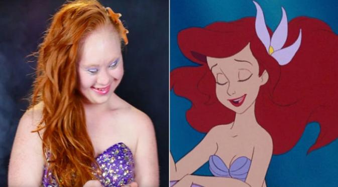 Model Down syndrome, Madelyne Stuart mengenakan kostum Ariel 