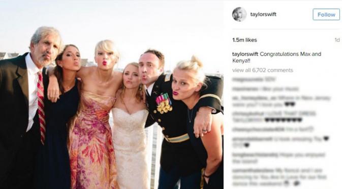 Taylor Swift beri kejutan di hari pernikahan penggemar. (Instagram)