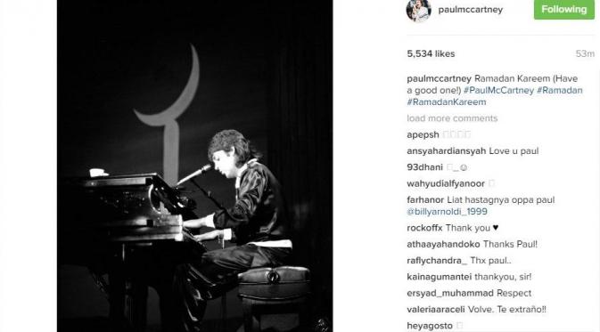 Paul McCartney saat menyambut bulan Ramadan di Instagram. (Instagram - @paulmccartney)