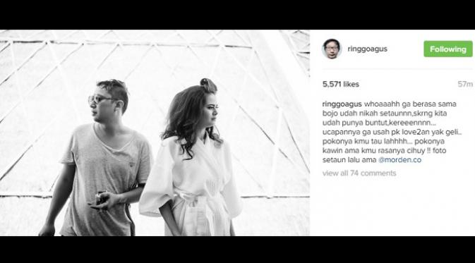 Tepat setahun menikah, ini ungkapan Ringgo Agus untuk sang istri. (Instagram)